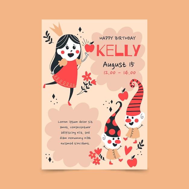 Free Vector hand drawn snow white birthday invitation