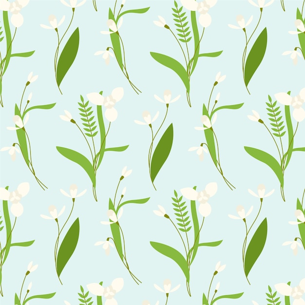 Free Vector hand drawn snowdrop pattern