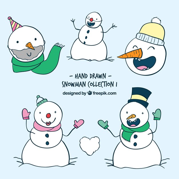 Hand drawn snowman collection