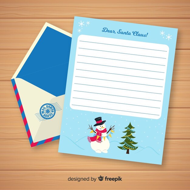 Hand drawn snowman pennant christmas envelope