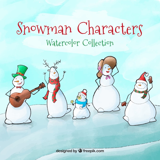 Free Vector hand drawn snowmen