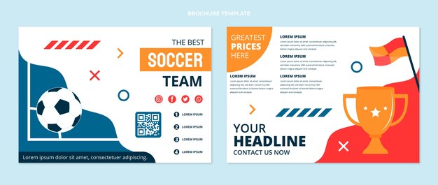 Hand drawn soccer brochure template