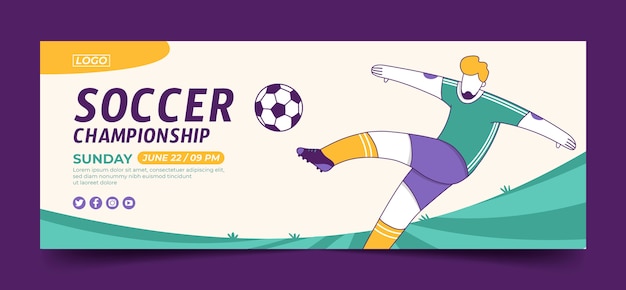 Hand drawn soccer facebook cover template