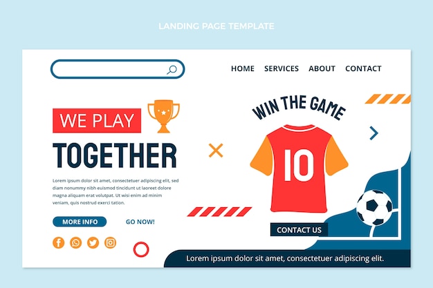 Hand drawn soccer landing page template