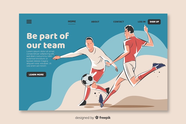 Free Vector hand drawn soccer landing page template