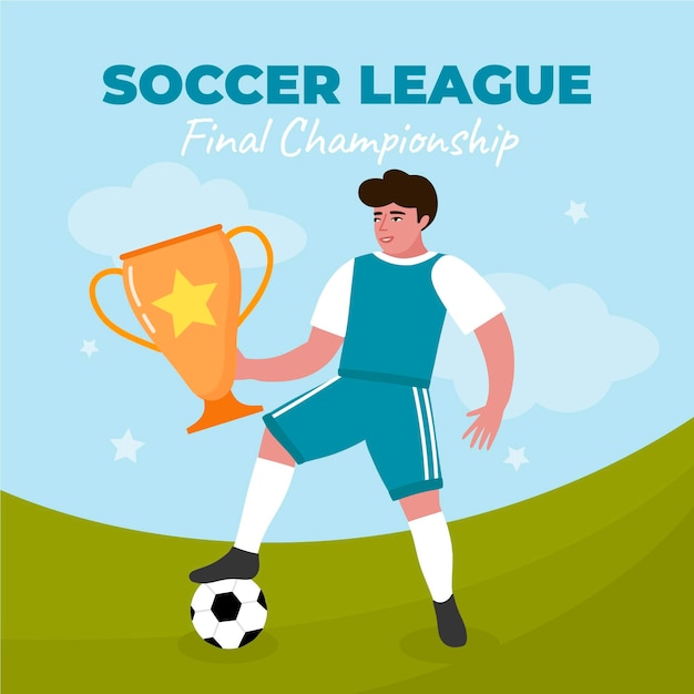 Hand drawn soccer league final illustration