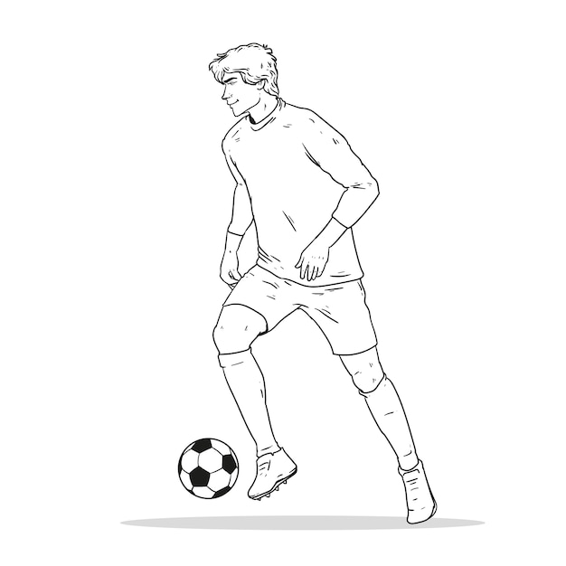 Free Vector hand drawn soccer player outline illustration