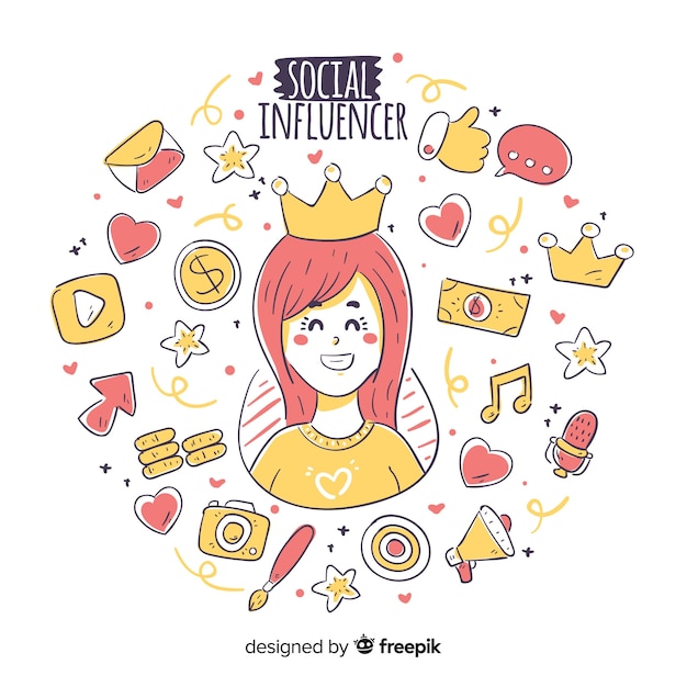 Hand drawn social influencer background