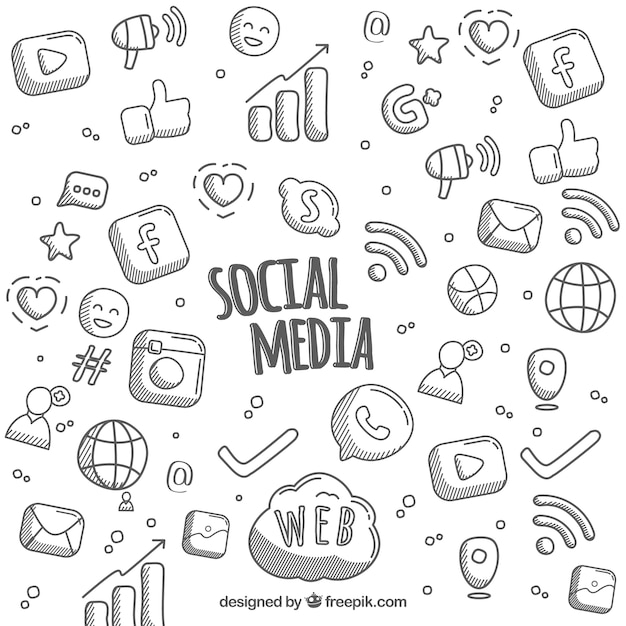 Free Vector hand drawn social media background