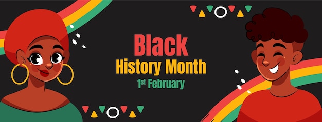 Free Vector hand drawn social media cover template for black history month celebration