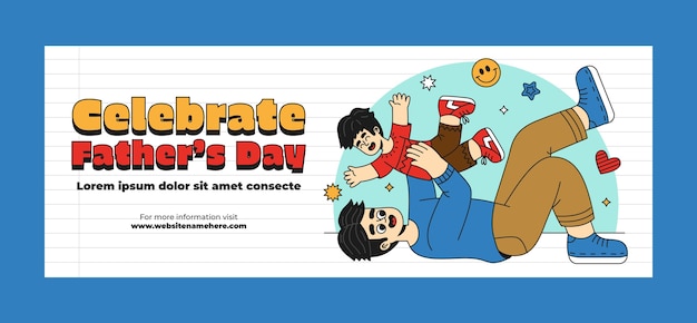 Hand drawn social media cover template for fathers day celebration