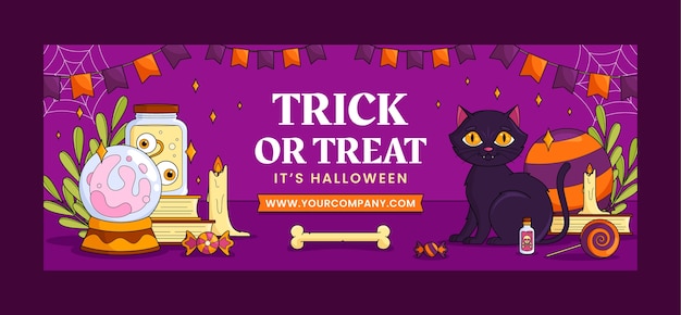 Free vector hand drawn social media cover template for halloween celebration