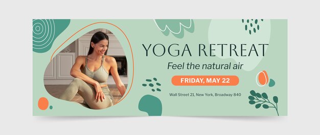 Hand drawn social media cover for yoga retreat