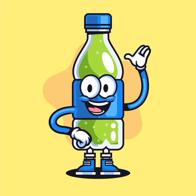 Hand drawn soda bottle cartoon illustration