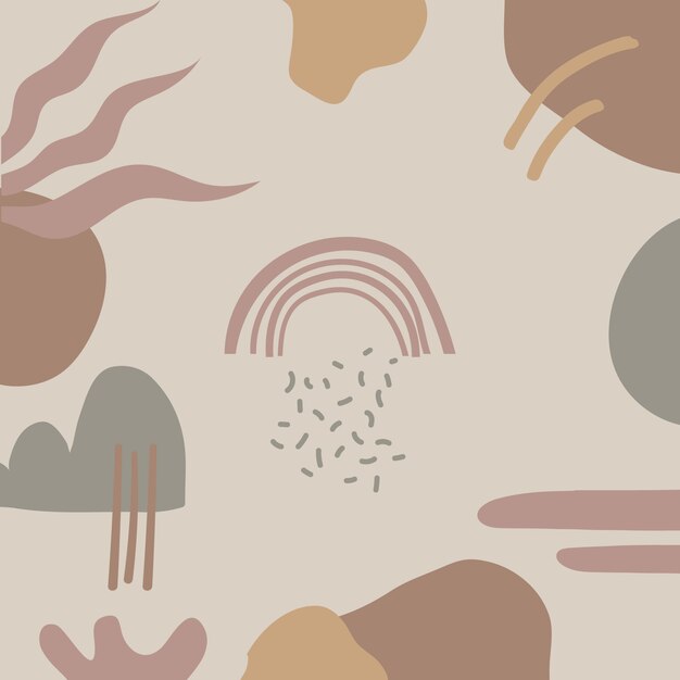 Hand drawn soft earth tones illustration