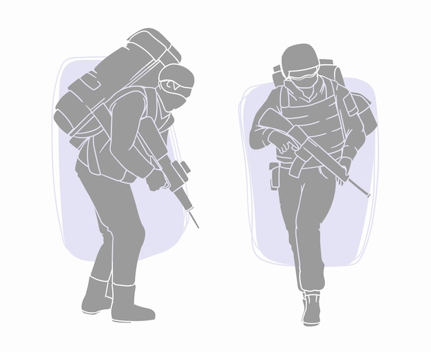 Free Vector hand drawn soldier silhouette illustration