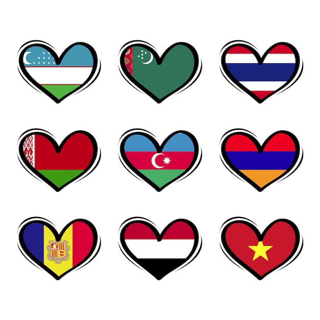 Free Vector hand drawn song contest heart flags collection