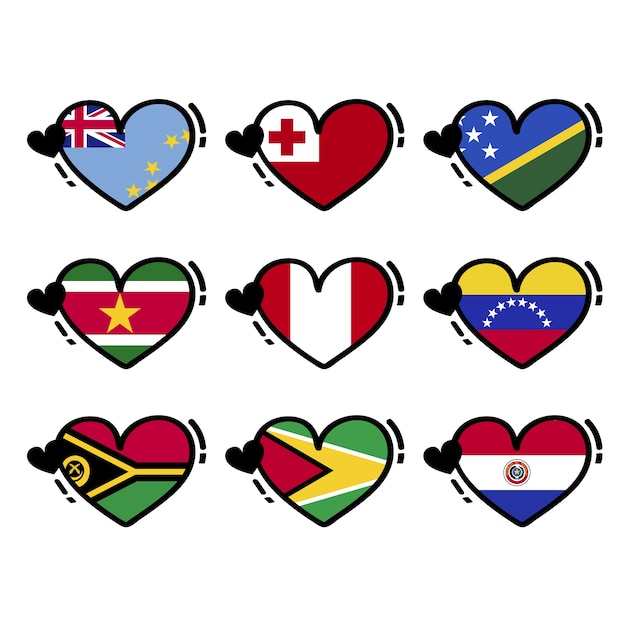 Free Vector hand drawn song contest heart flags collection