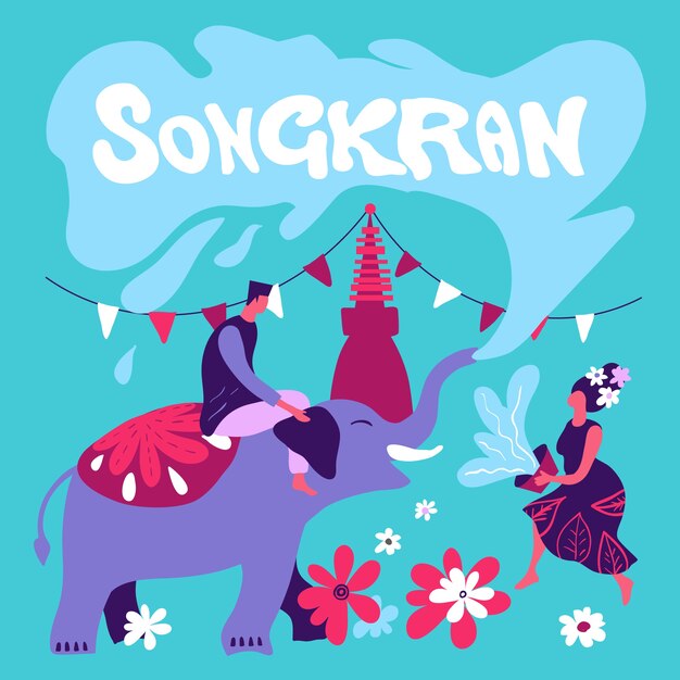 Hand drawn songkran concept