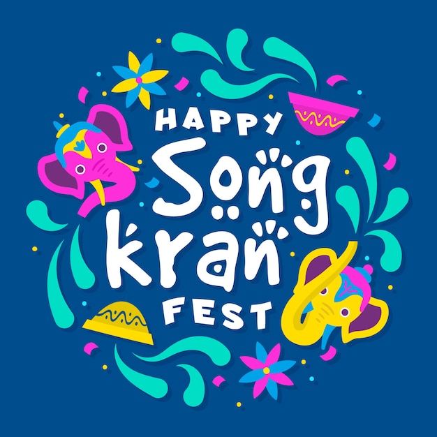 Hand drawn songkran event lettering