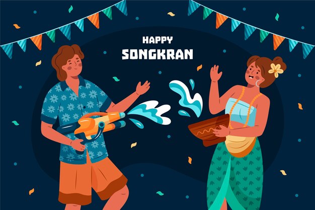 Hand drawn songkran illustration