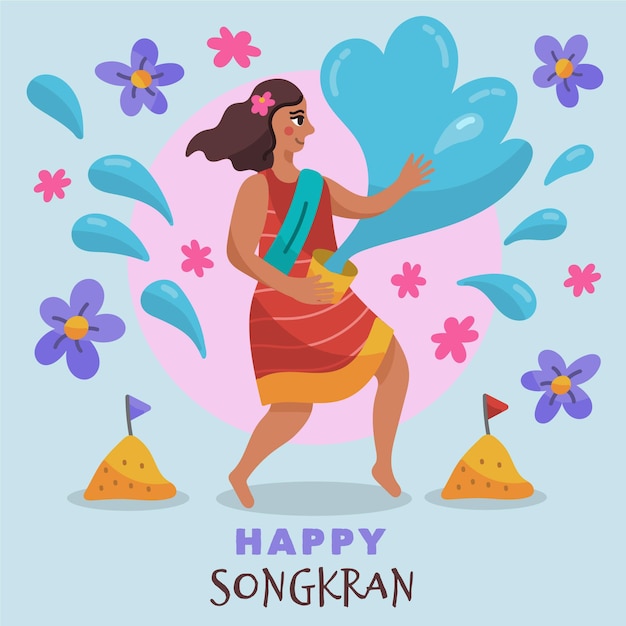 Hand drawn songkran illustration