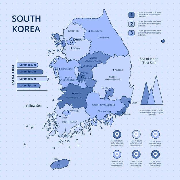 Hand drawn south korea map illustration