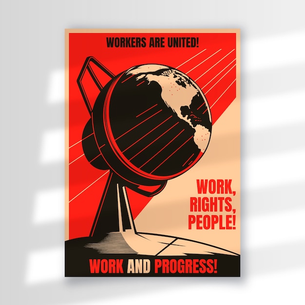 Hand drawn soviet propaganda poster design