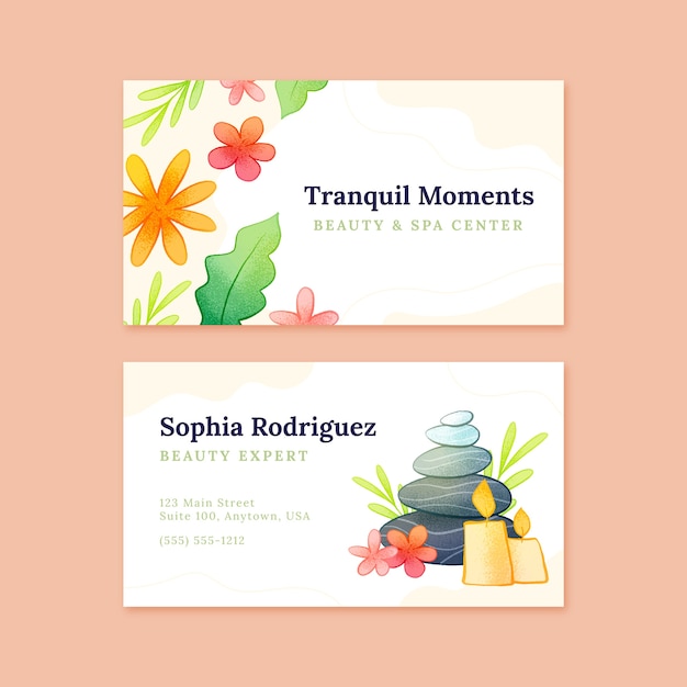 Hand drawn spa business card illustration