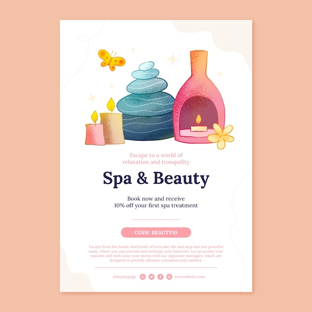 Hand drawn spa poster template