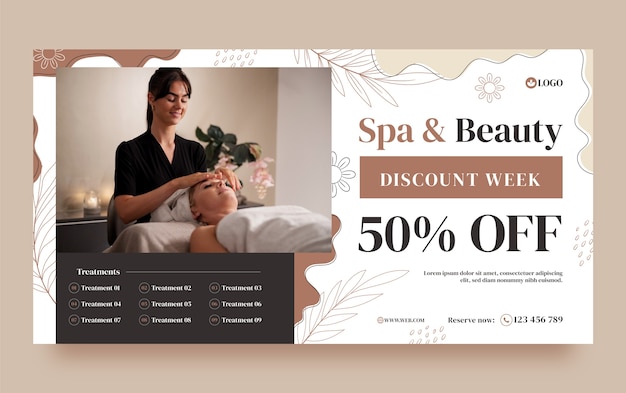 Hand drawn spa treatment facebook template