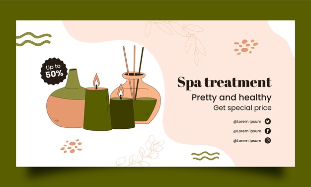 Hand drawn spa treatment facebook template