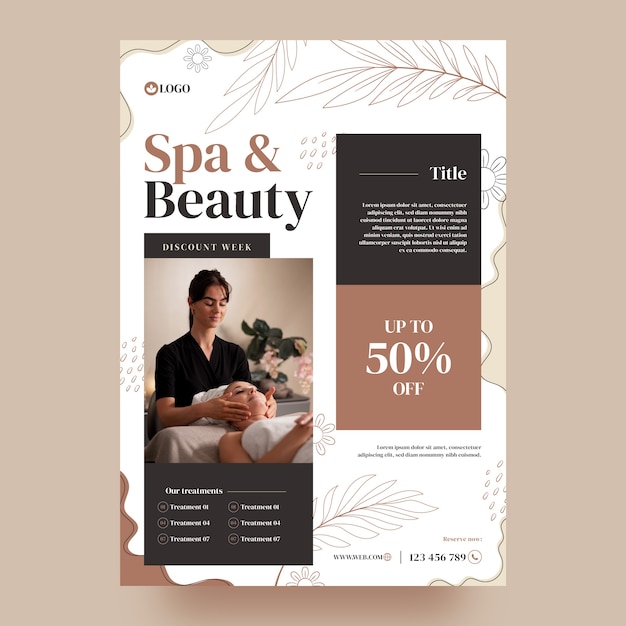 Hand drawn spa treatment poster template