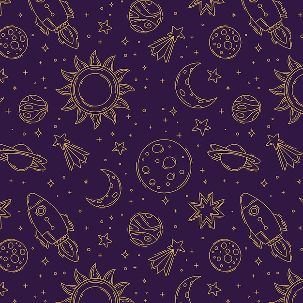 Free Vector hand drawn space pattern design