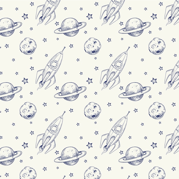 Free vector hand drawn space pattern