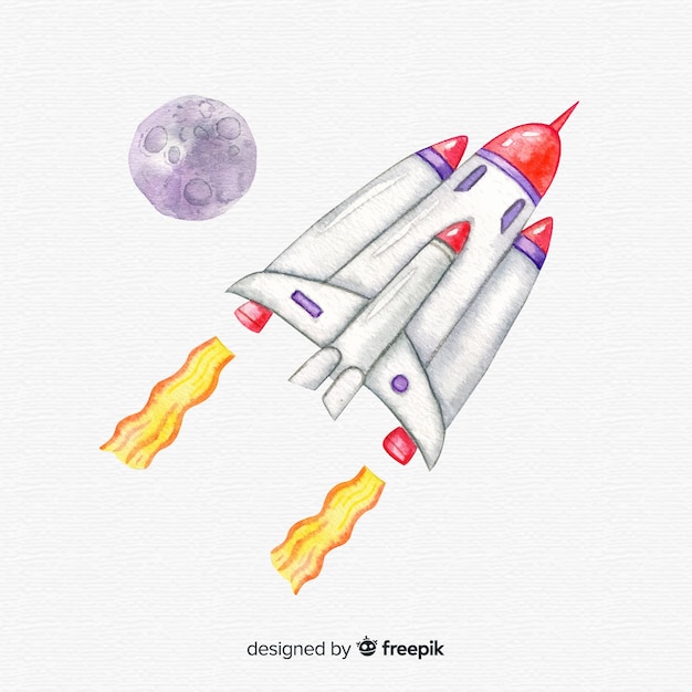 Free Vector hand drawn spaceship background