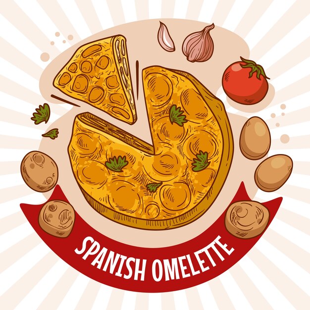 Hand drawn spanish omelette illustration