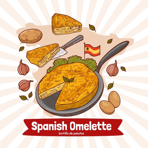 Free Vector hand drawn spanish omelette illustration