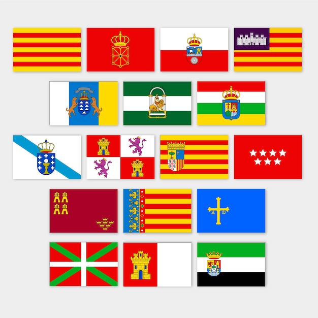 Free Vector hand drawn spanish regions flag collection illustration