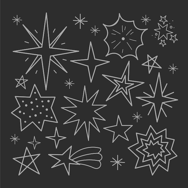 Hand drawn sparkling star collection