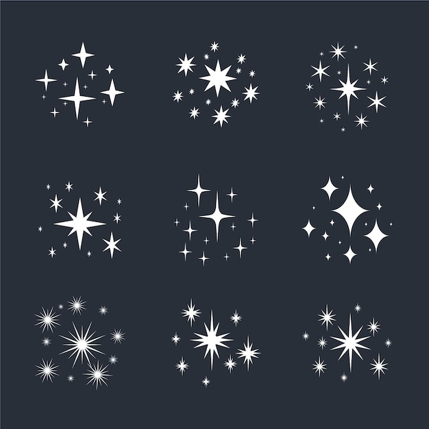 Hand drawn sparkling stars collection