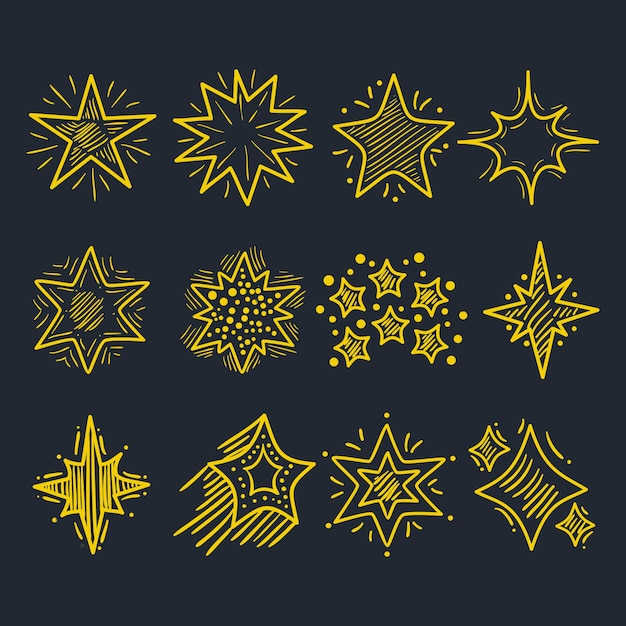 Free vector hand drawn sparkling stars collection