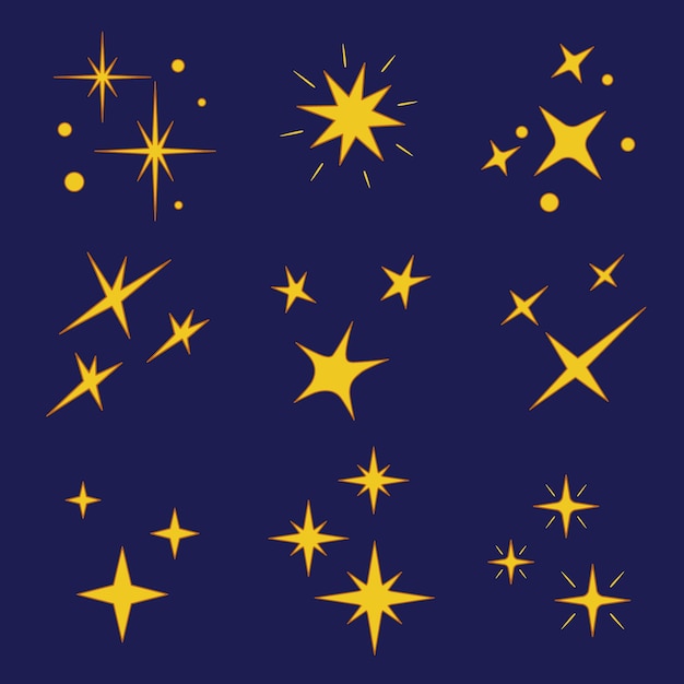 Hand drawn sparkling stars collection