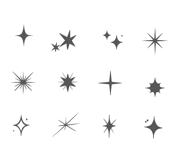 Hand drawn sparkling stars collection