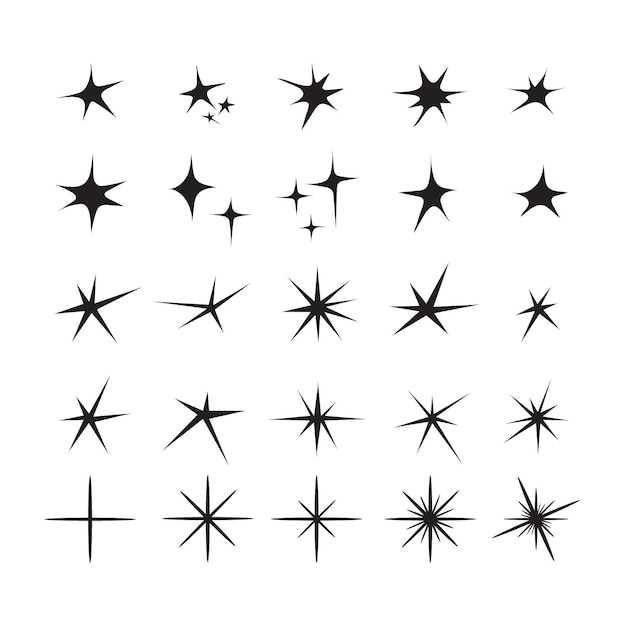 Hand drawn sparkling stars collection