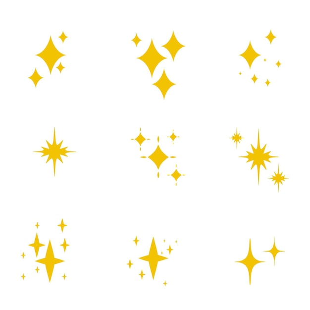 Hand drawn sparkling stars collection