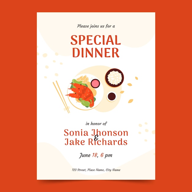 Free vector hand drawn special dinner party invitation