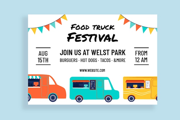 Free Vector hand drawn special food truck festival invitation template