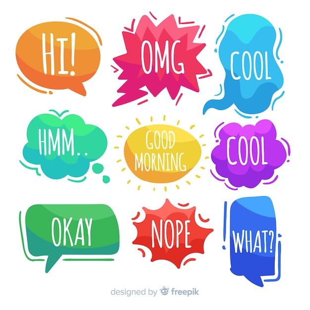 Free Vector hand-drawn speech bubbles with expressions