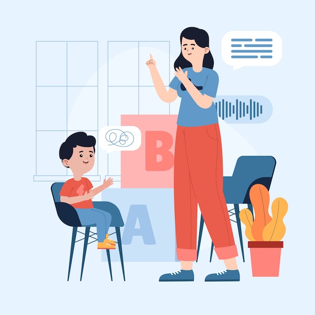 Hand drawn speech therapy illustration